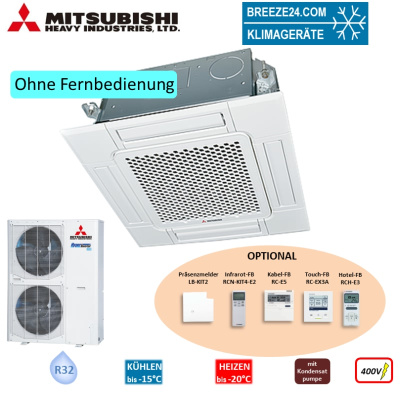 Mitsubishi Heavy Set 4-Wege-Deckenkassette 14 kW Standardpaneel FDT140VH + FDC140VSX-W R32