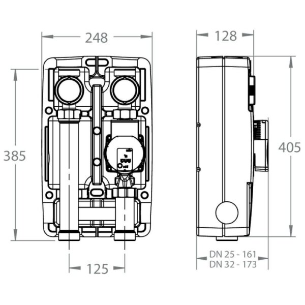 LK Armatur LK C/C 125 LK 862 - Pumpengruppe - gemischter Heizkreis | DN 25 | ohne Pumpe | 299465