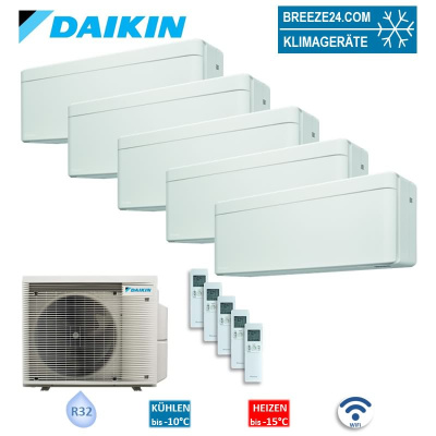 Daikin Set 5 x Wandgeräte Stylish FTXA25CW + 5MXM90A2V1B(9/8) | WiFi | Raumgröße 25 - 30 m² | 2,5 kW