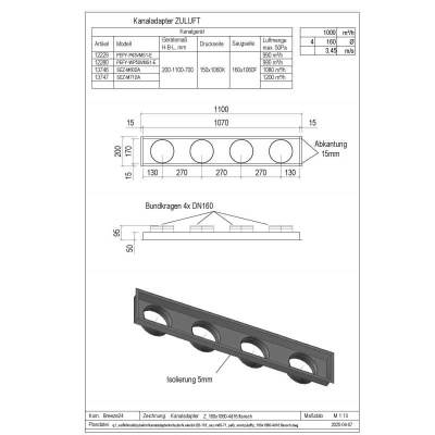 Penka 4er Kanaladapter für Mitsubishi Electric SEZ-M60DA SEZM71DA | PEFY-PC3VMS1-E PEFY-WP50VMS1-6