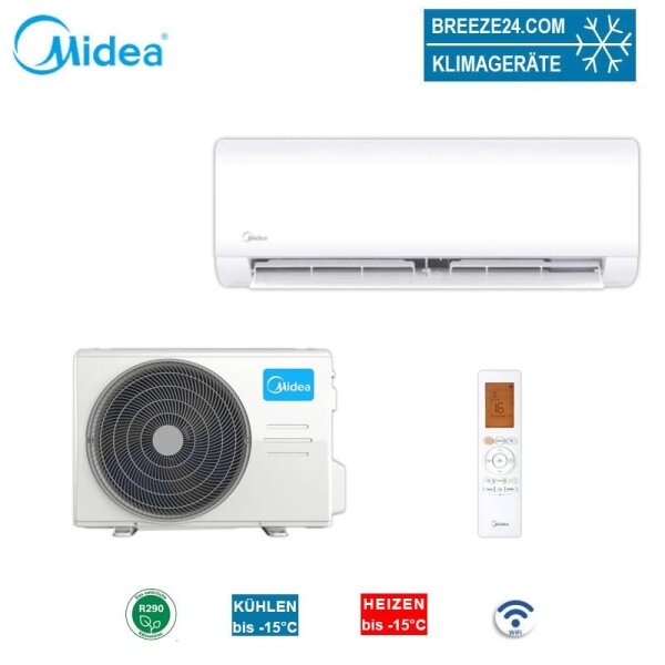 Midea Xtreme Save Blue Set MSAGBU-12HRFN7-QRD6GW + MOX331-12HFN7-QRD6GW für 1 Zimmer mit 35 - 40 m² | WiFi | R290 | 3.5 kW | 3.8 kW