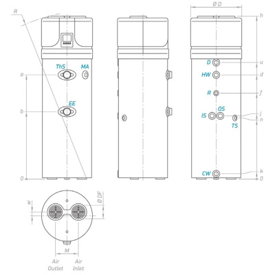 Tesy AquaThermica HPWH 4.11 FS 200 U 02 S Wärmepumpe 200 Liter | Wärmetauscher R290 Heizstab 1.5 kW