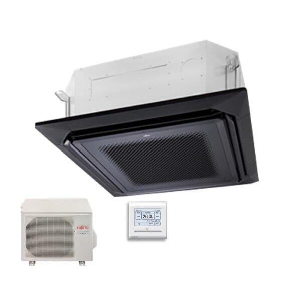 Fujitsu Set AUXG36KRLB + AOEG36KBTB 4-Wege-Deckenkassette schwarz 9,5 kW - R32 Klimaanlage