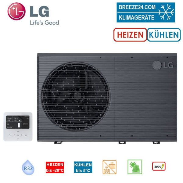 LG THERMA V Luft/Wasser-Wärmepumpe HM143MRS.UB40 Monobloc 14,0 kW zum Heizen + Kühlen 400 Volt | R32