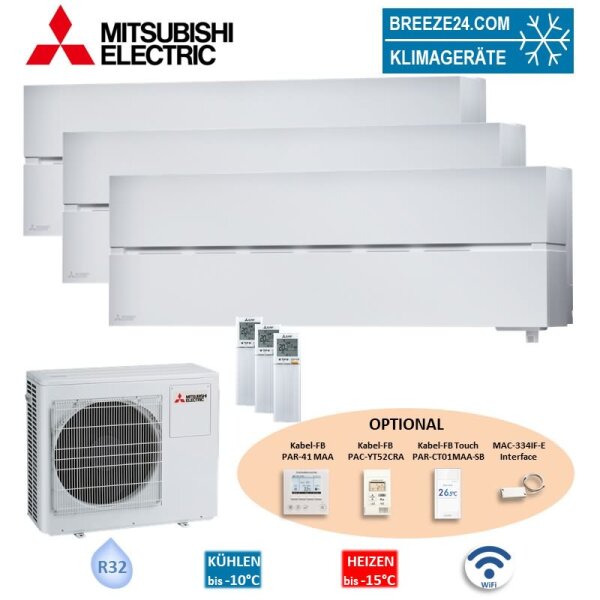 Mitsubishi Electric Set 3 Wandgeräte Diamond WiFi  2 x MSZ-LN18VG2B + MSZ-LN35VG2B + MXZ-3F54VF4